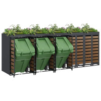 Produktbild för Förvaring för 3 soptunnor Antracit 340 x 77,5 x 115,5 cm Stål