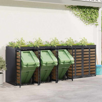 Produktbild för Förvaring för 3 soptunnor Antracit 340 x 77,5 x 115,5 cm Stål