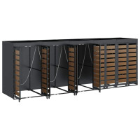 Produktbild för Förvaring för 3 soptunnor Antracit 340 x 77,5 x 115,5 cm Stål
