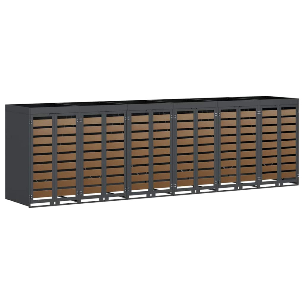 Produktbild för Förvaring för 3 soptunnor Antracit 340 x 77,5 x 115,5 cm Stål
