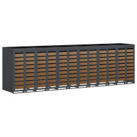 Produktbild för Förvaring för 3 soptunnor Antracit 340 x 77,5 x 115,5 cm Stål
