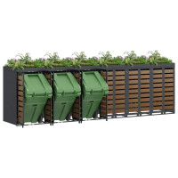 Produktbild för Förvaring för 3 soptunnor Antracit 340 x 77,5 x 115,5 cm Stål