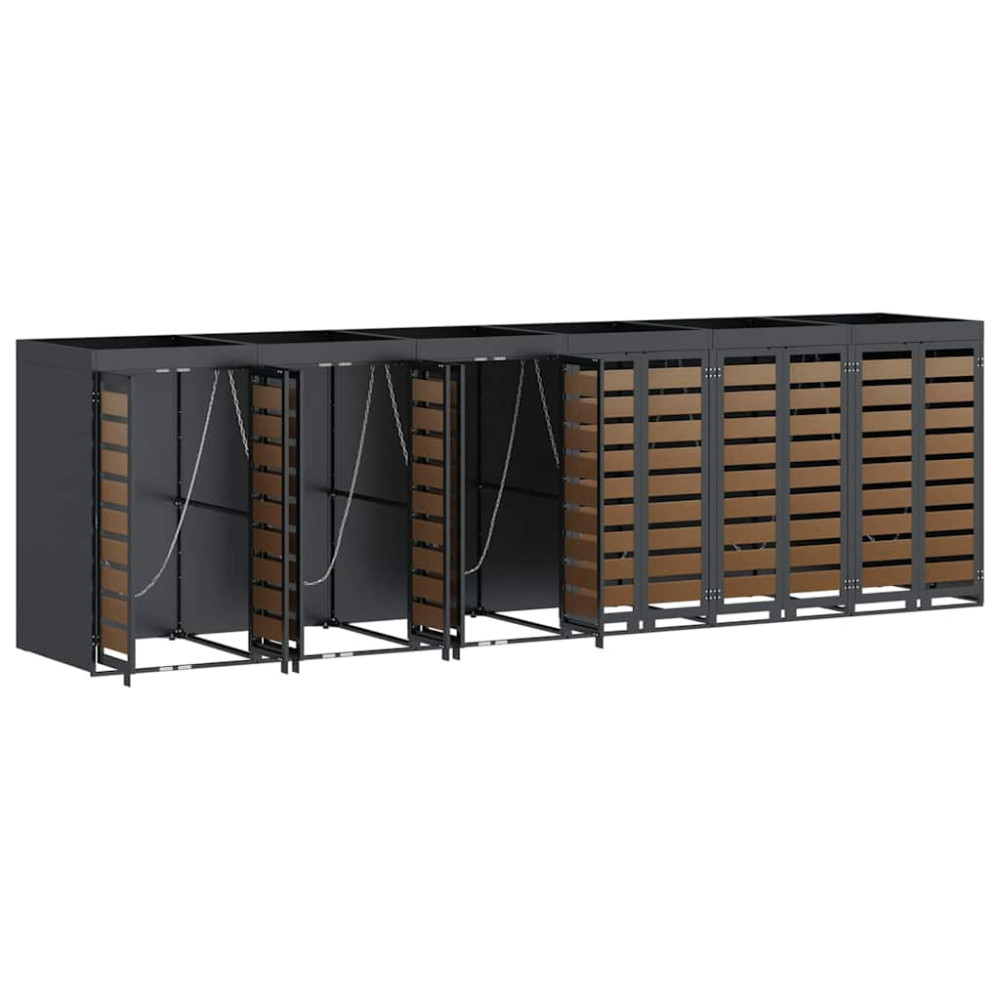 Produktbild för Förvaring för 3 soptunnor Antracit 340 x 77,5 x 115,5 cm Stål