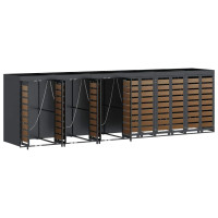 Produktbild för Förvaring för 3 soptunnor Antracit 340 x 77,5 x 115,5 cm Stål