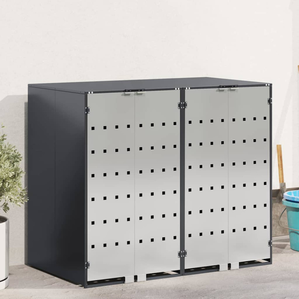 Produktbild för Förvaring för 3 soptunnor Antracit 340 x 77,5 x 115,5 cm Stål
