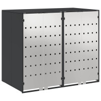 Produktbild för Förvaring för 3 soptunnor Antracit 340 x 77,5 x 115,5 cm Stål