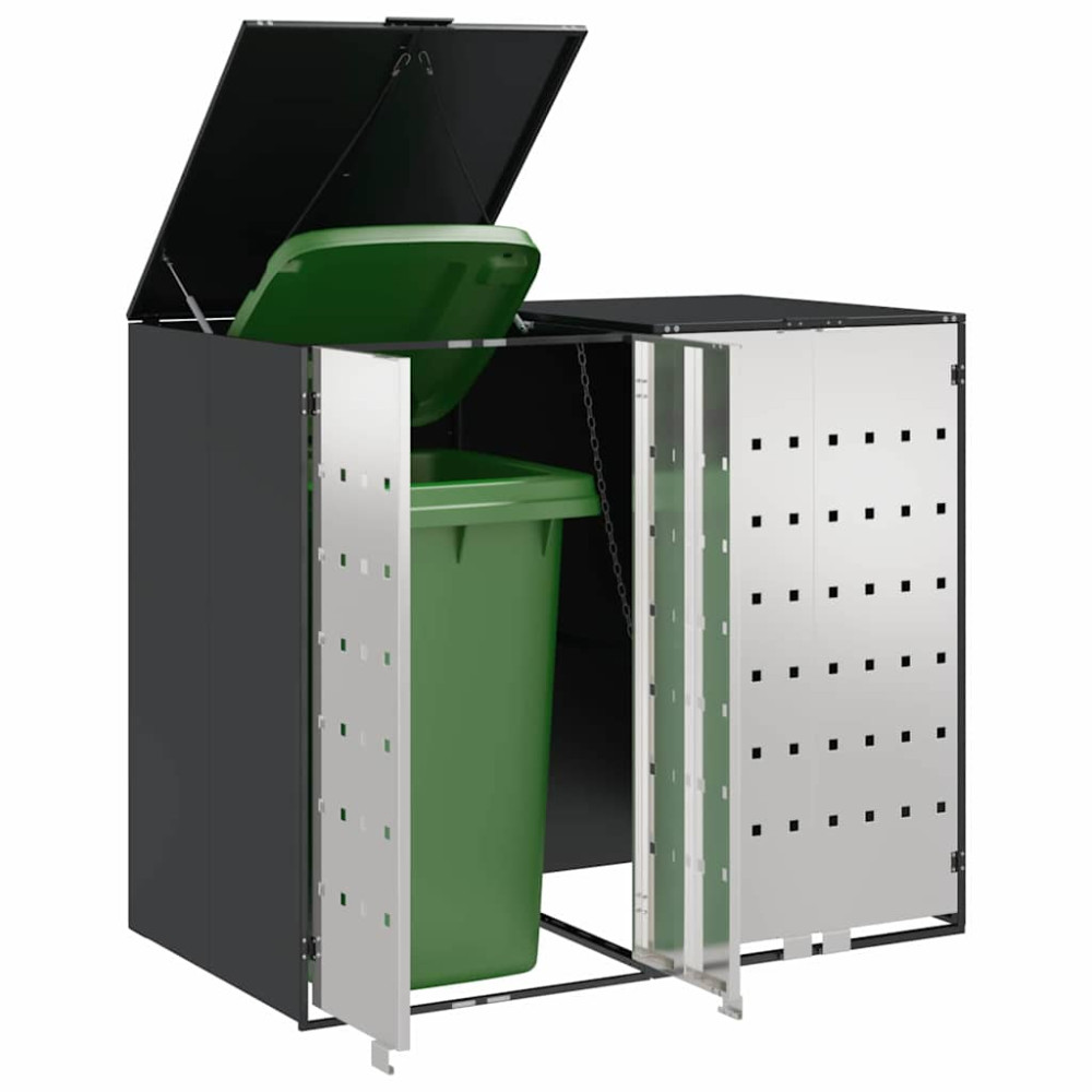 Produktbild för Förvaring för 3 soptunnor Antracit 340 x 77,5 x 115,5 cm Stål