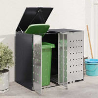 Produktbild för Förvaring för 3 soptunnor Antracit 340 x 77,5 x 115,5 cm Stål