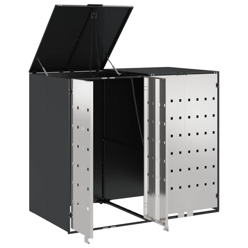 Produktbild för Förvaring för 3 soptunnor Antracit 340 x 77,5 x 115,5 cm Stål