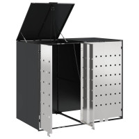 Produktbild för Förvaring för 3 soptunnor Antracit 340 x 77,5 x 115,5 cm Stål