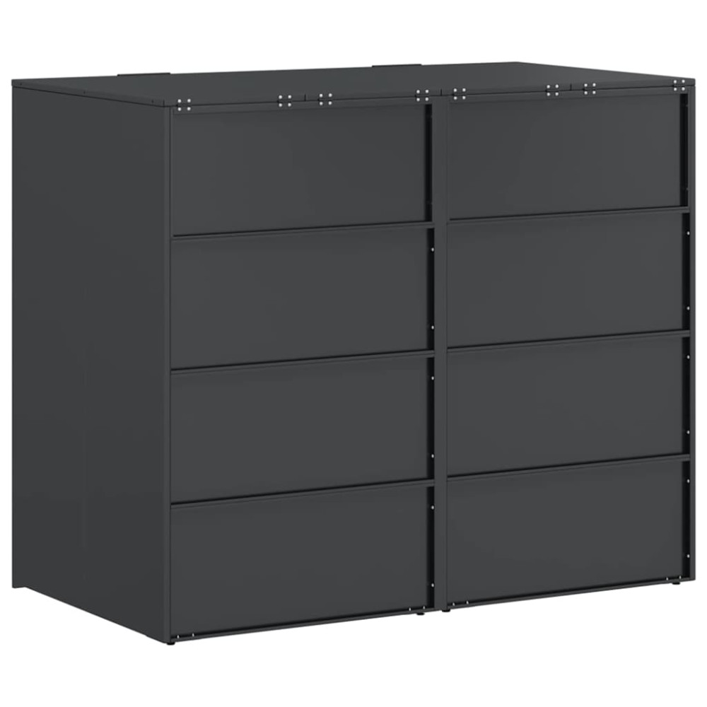 Produktbild för Förvaring för 3 soptunnor Antracit 340 x 77,5 x 115,5 cm Stål