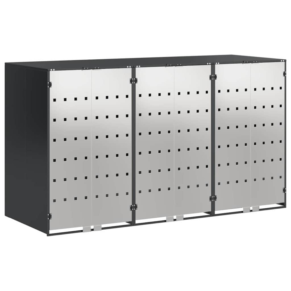 Produktbild för Förvaring för 3 soptunnor Antracit 340 x 77,5 x 115,5 cm Stål