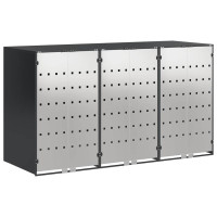 Produktbild för Förvaring för 3 soptunnor Antracit 340 x 77,5 x 115,5 cm Stål