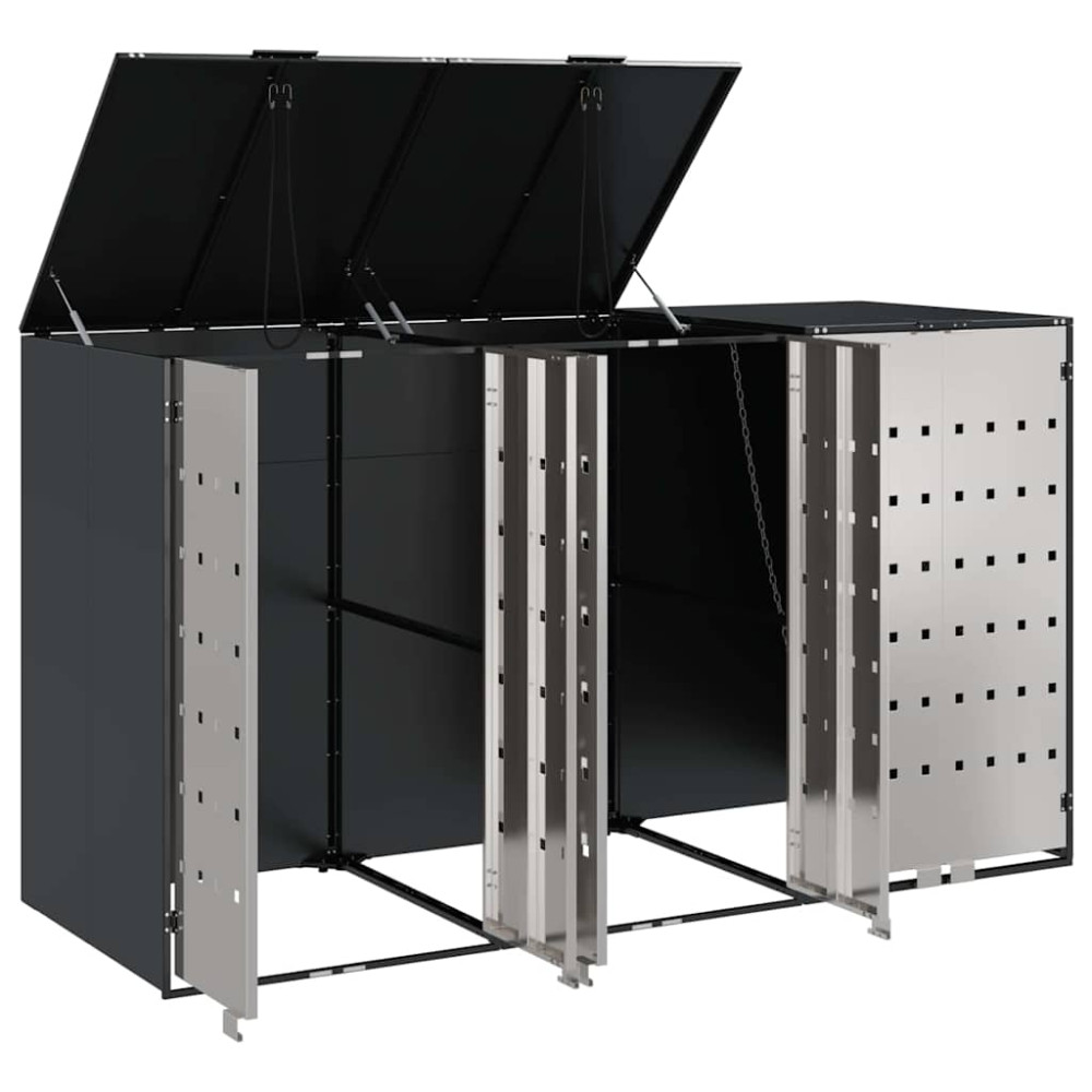 Produktbild för Förvaring för 3 soptunnor Antracit 340 x 77,5 x 115,5 cm Stål