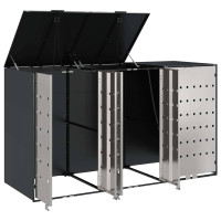 Produktbild för Förvaring för 3 soptunnor Antracit 340 x 77,5 x 115,5 cm Stål
