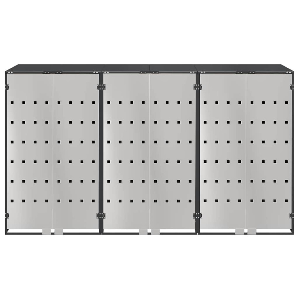 Produktbild för Förvaring för 3 soptunnor Antracit 340 x 77,5 x 115,5 cm Stål
