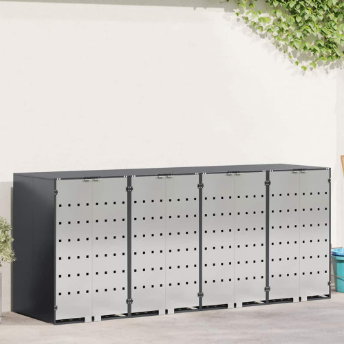 vidaXL Förvaring för 3 soptunnor Antracit 340 x 77,5 x 115,5 cm Stål