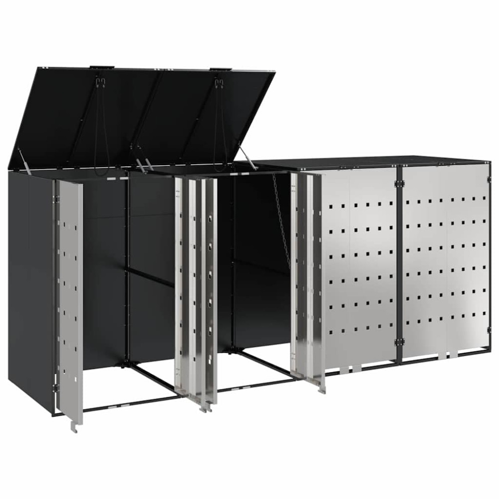 Produktbild för Förvaring för 3 soptunnor Antracit 340 x 77,5 x 115,5 cm Stål