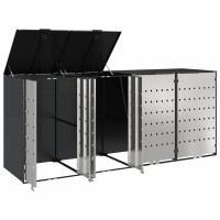 Produktbild för Förvaring för 3 soptunnor Antracit 340 x 77,5 x 115,5 cm Stål