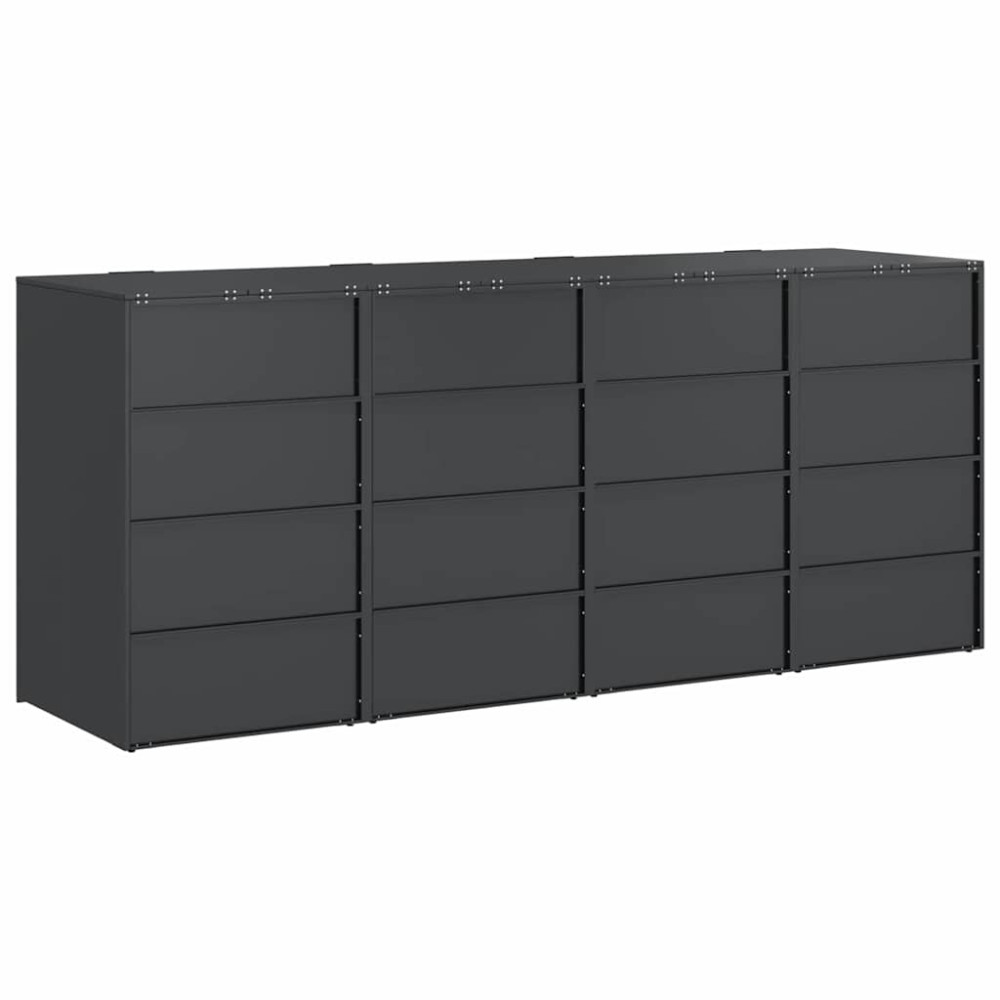 Produktbild för Förvaring för 3 soptunnor Antracit 340 x 77,5 x 115,5 cm Stål