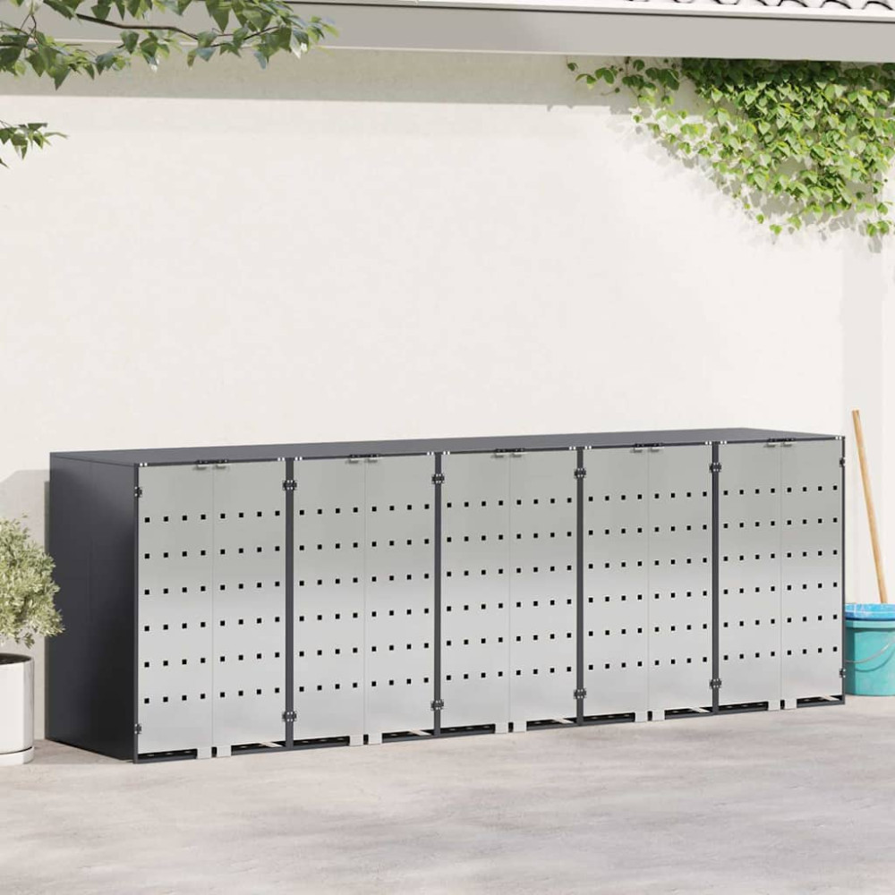 Produktbild för Förvaring för 3 soptunnor Antracit 340 x 77,5 x 115,5 cm Stål