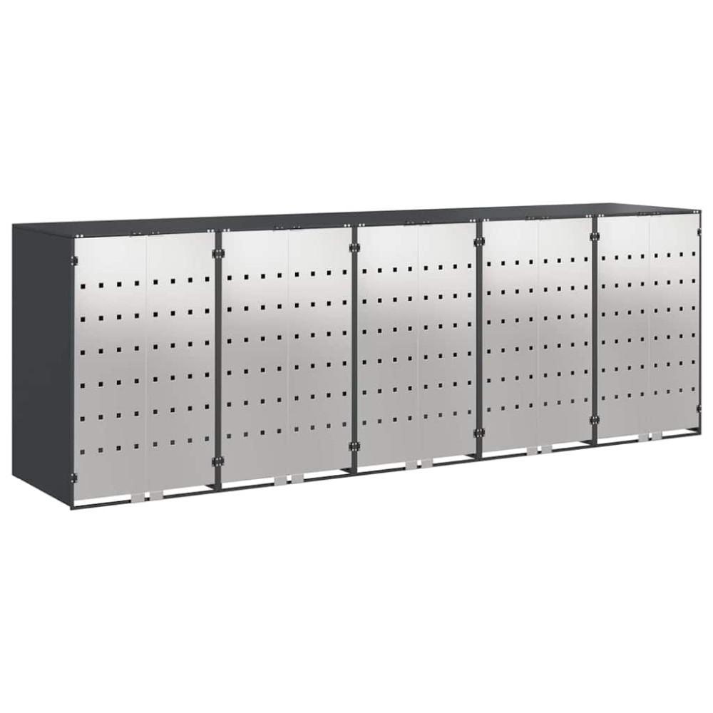 Produktbild för Förvaring för 3 soptunnor Antracit 340 x 77,5 x 115,5 cm Stål