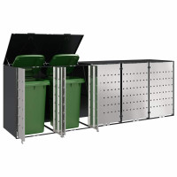 Produktbild för Förvaring för 3 soptunnor Antracit 340 x 77,5 x 115,5 cm Stål