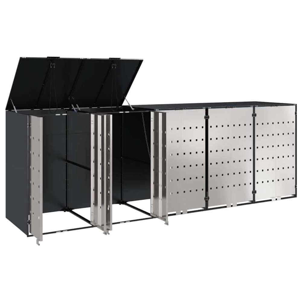 Produktbild för Förvaring för 3 soptunnor Antracit 340 x 77,5 x 115,5 cm Stål