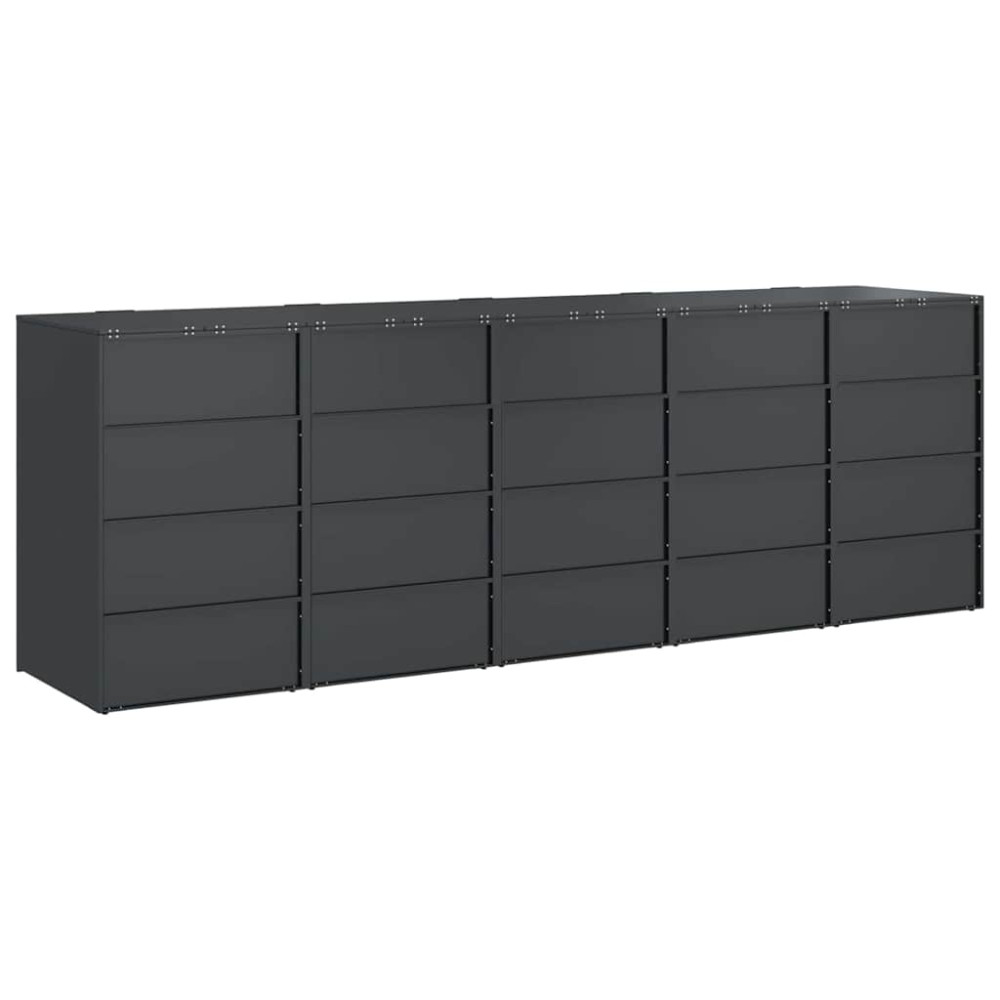 Produktbild för Förvaring för 3 soptunnor Antracit 340 x 77,5 x 115,5 cm Stål