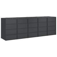 Produktbild för Förvaring för 3 soptunnor Antracit 340 x 77,5 x 115,5 cm Stål