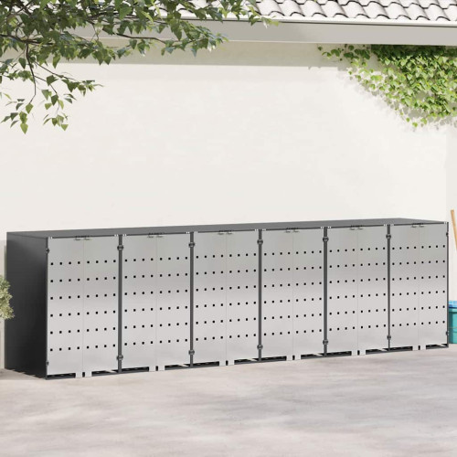 vidaXL Förvaring för 3 soptunnor Antracit 340 x 77,5 x 115,5 cm Stål