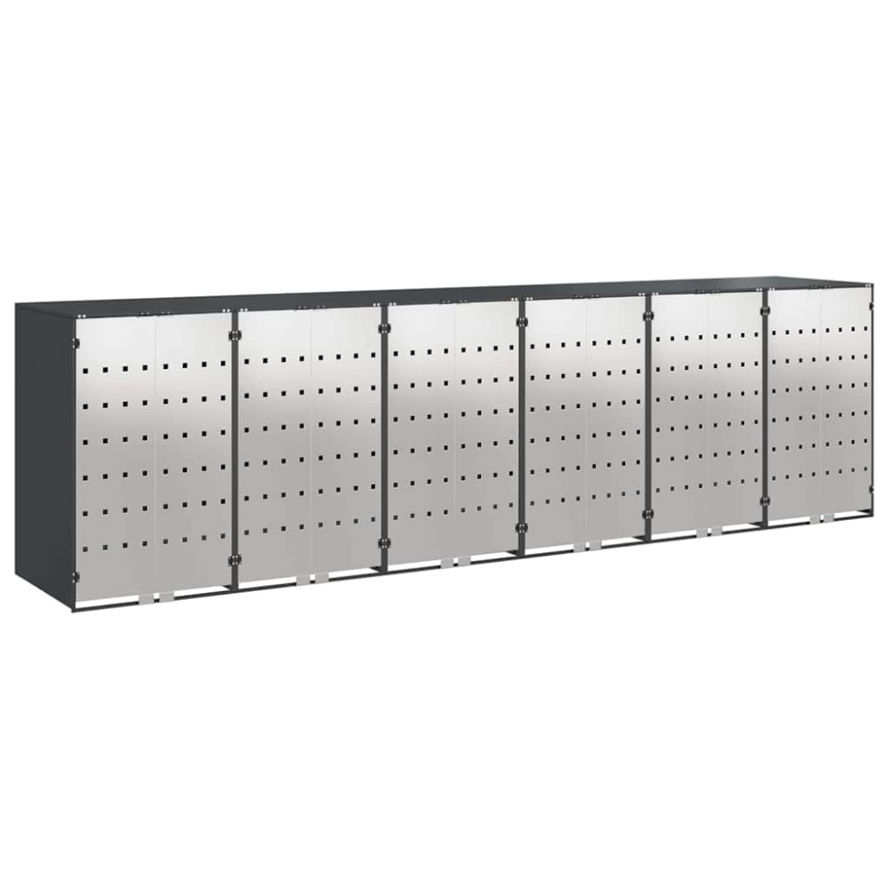 Produktbild för Förvaring för 3 soptunnor Antracit 340 x 77,5 x 115,5 cm Stål