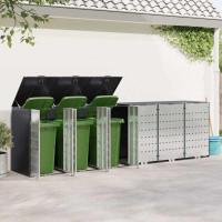 Produktbild för Förvaring för 3 soptunnor Antracit 340 x 77,5 x 115,5 cm Stål
