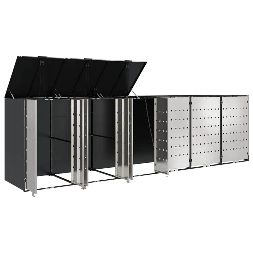 Produktbild för Förvaring för 3 soptunnor Antracit 340 x 77,5 x 115,5 cm Stål