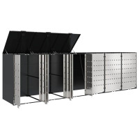 Produktbild för Förvaring för 3 soptunnor Antracit 340 x 77,5 x 115,5 cm Stål