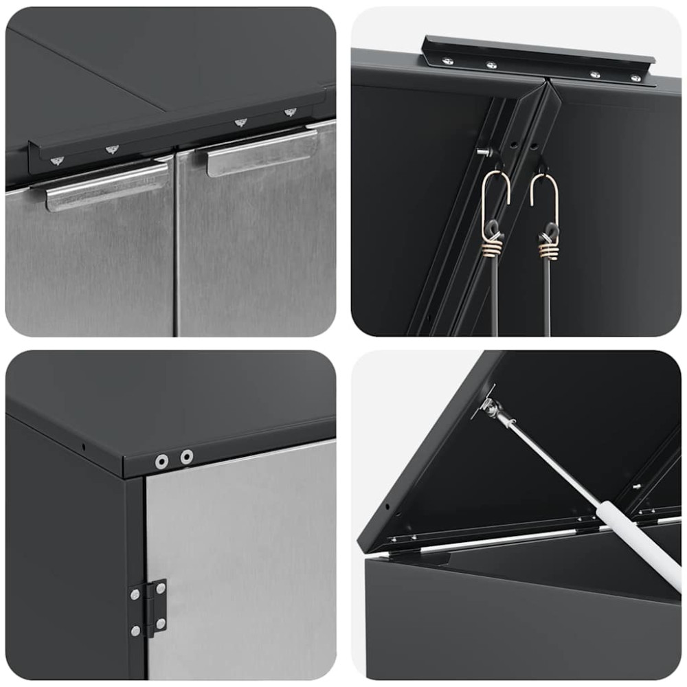 Produktbild för Förvaring för 3 soptunnor Antracit 340 x 77,5 x 115,5 cm Stål