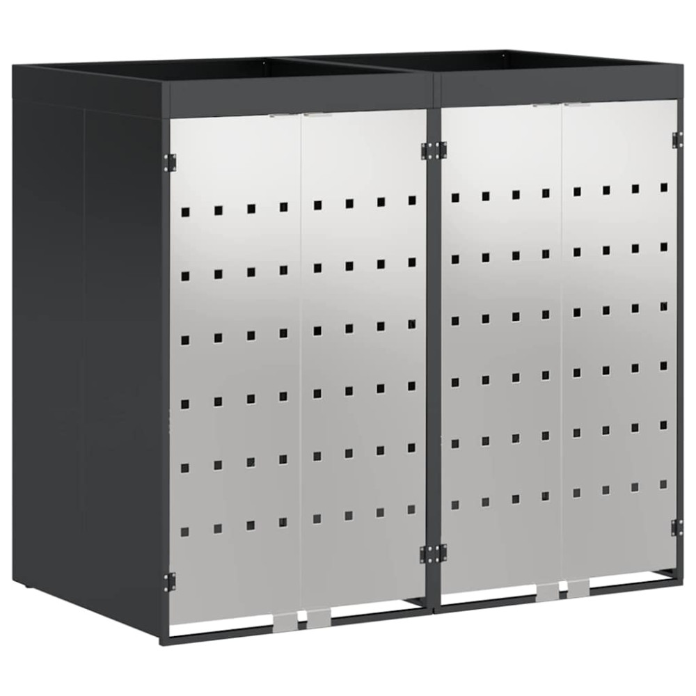 Produktbild för Förvaring för 3 soptunnor Antracit 340 x 77,5 x 115,5 cm Stål