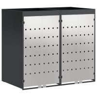 Produktbild för Förvaring för 3 soptunnor Antracit 340 x 77,5 x 115,5 cm Stål