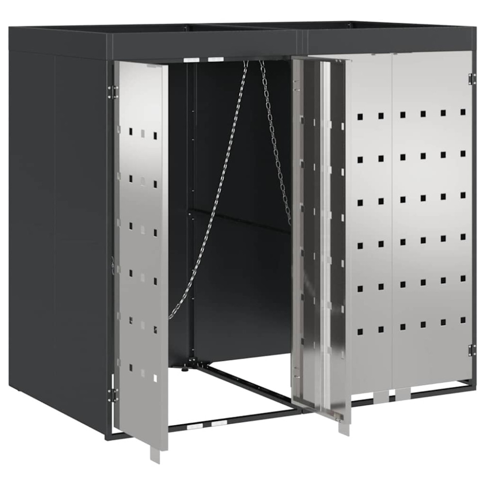 Produktbild för Förvaring för 3 soptunnor Antracit 340 x 77,5 x 115,5 cm Stål
