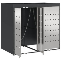 Produktbild för Förvaring för 3 soptunnor Antracit 340 x 77,5 x 115,5 cm Stål