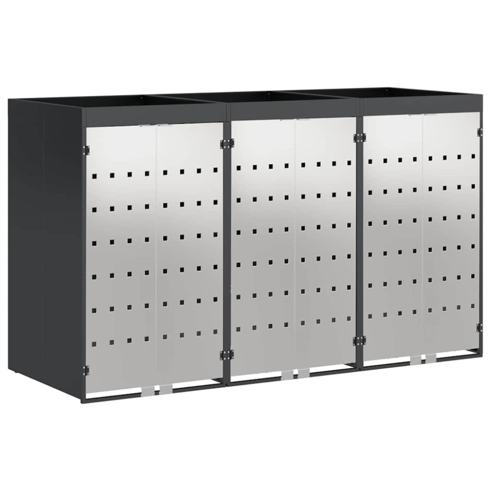 Produktbild för Förvaring för 3 soptunnor Antracit 340 x 77,5 x 115,5 cm Stål