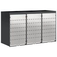 Produktbild för Förvaring för 3 soptunnor Antracit 340 x 77,5 x 115,5 cm Stål