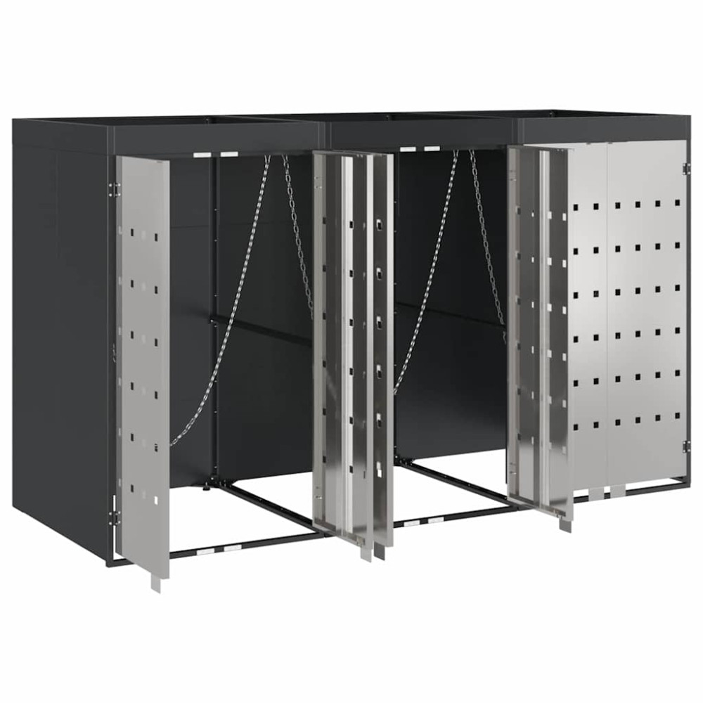 Produktbild för Förvaring för 3 soptunnor Antracit 340 x 77,5 x 115,5 cm Stål