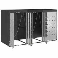 Produktbild för Förvaring för 3 soptunnor Antracit 340 x 77,5 x 115,5 cm Stål