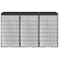 Produktbild för Förvaring för 3 soptunnor Antracit 340 x 77,5 x 115,5 cm Stål
