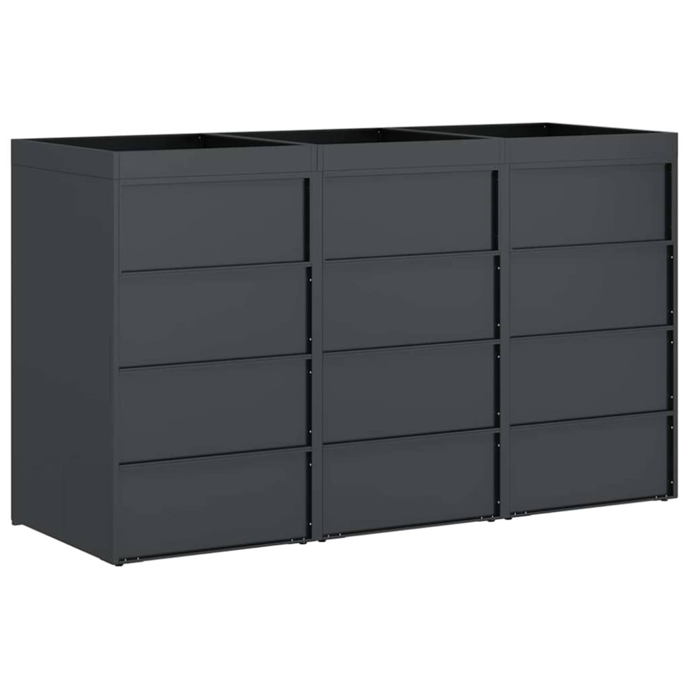 Produktbild för Förvaring för 3 soptunnor Antracit 340 x 77,5 x 115,5 cm Stål