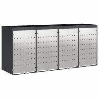 Produktbild för Förvaring för 3 soptunnor Antracit 340 x 77,5 x 115,5 cm Stål