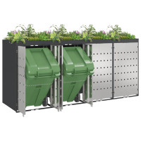 Produktbild för Förvaring för 3 soptunnor Antracit 340 x 77,5 x 115,5 cm Stål