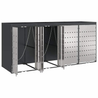 Produktbild för Förvaring för 3 soptunnor Antracit 340 x 77,5 x 115,5 cm Stål