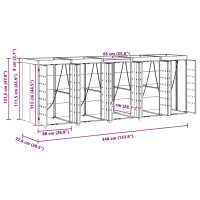 Produktbild för Förvaring för 3 soptunnor Antracit 340 x 77,5 x 115,5 cm Stål